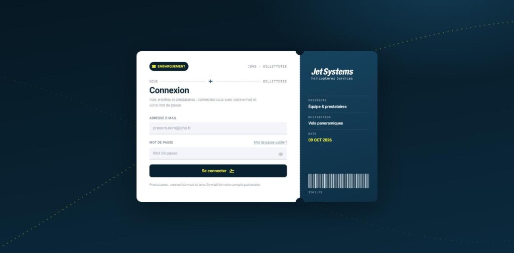 Billetterie JetBooking, application web sur mesure
