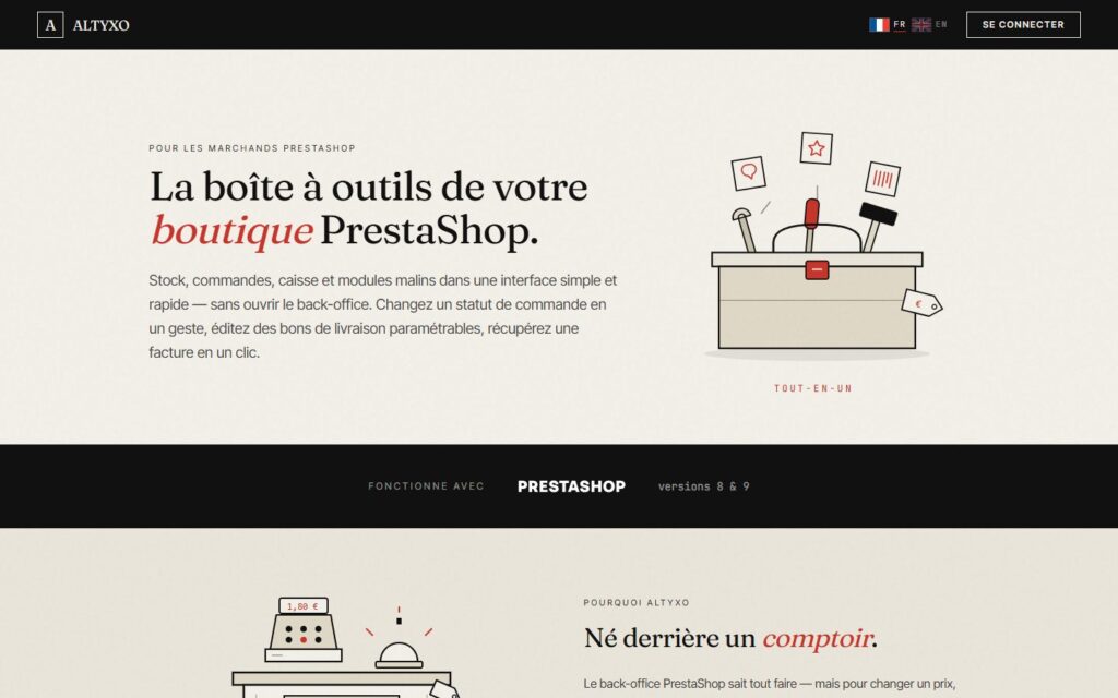 Page d’accueil du site Altyxo