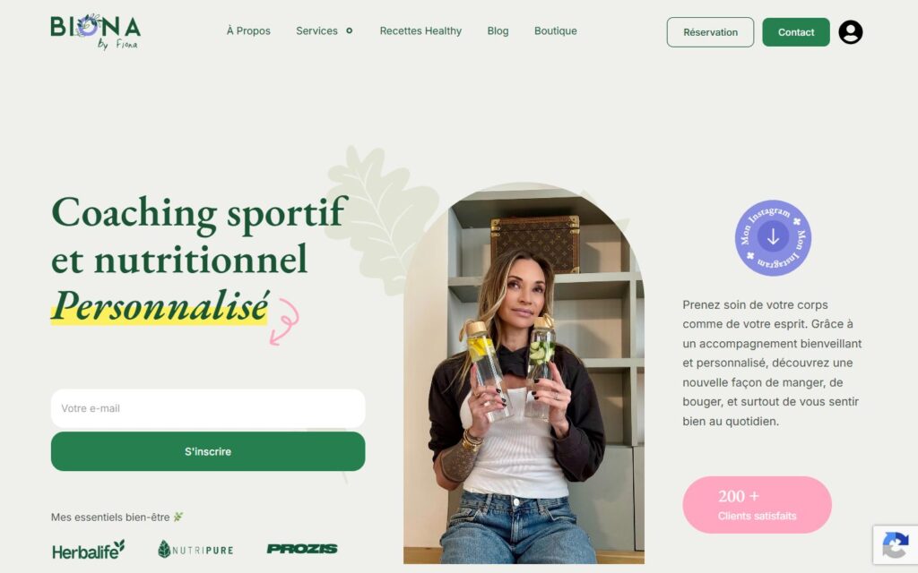 Page d’accueil du site Biona by Fiona