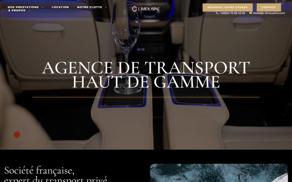 Page d’accueil du site C-Limousine