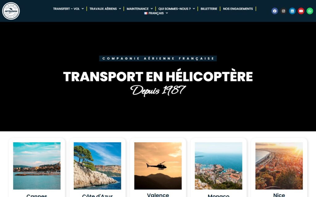 Page d’accueil du site Jet Systems