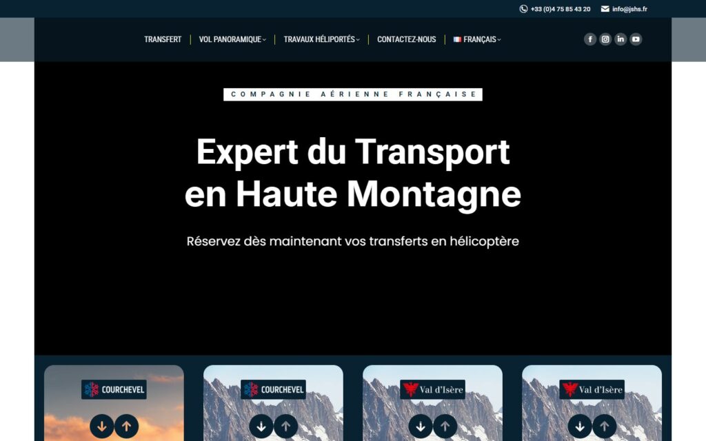 Page d’accueil du site Jet Systems Courchevel