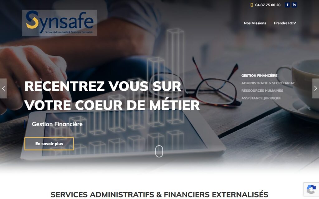 Page d’accueil du site Synsafe